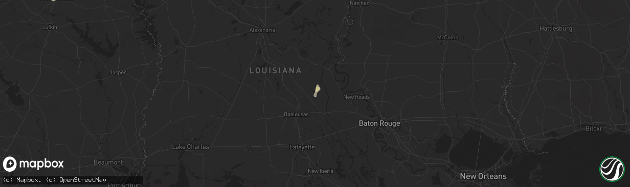 Hail map in Palmetto, LA on August 18, 2025