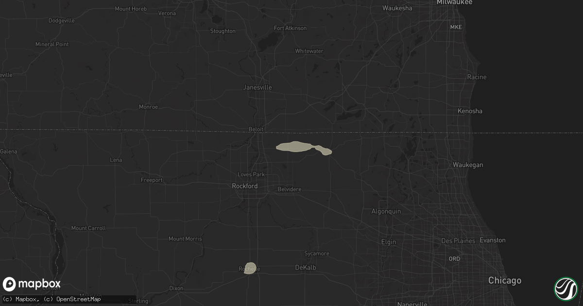 Hail map in Poplar Grove, IL on August 18, 2025