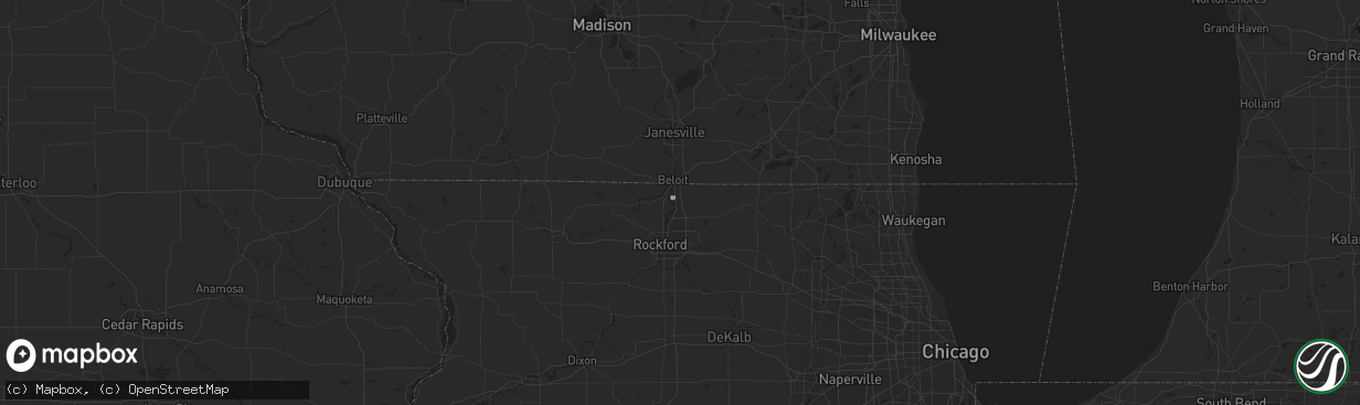 Hail map in Roscoe, IL on August 18, 2025