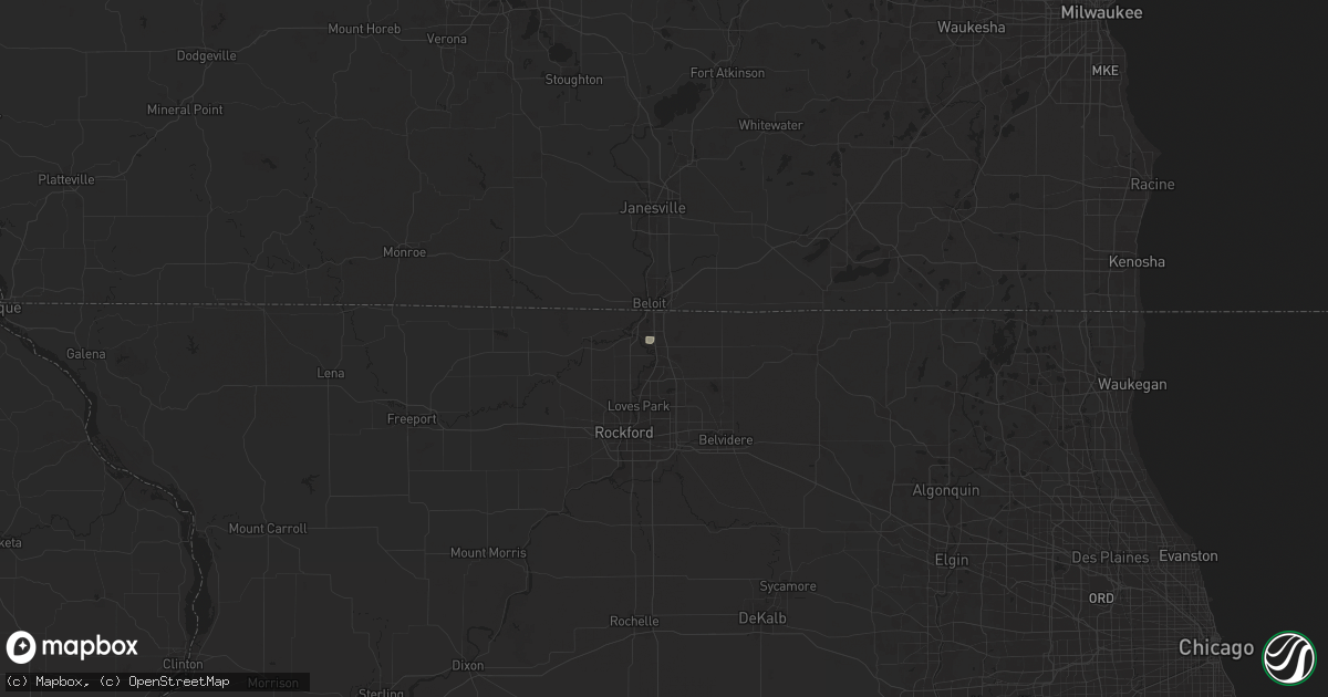Hail map in Roscoe, IL on August 18, 2025