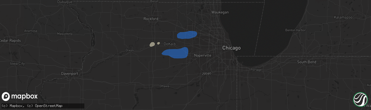 Hail map in Sugar Grove, IL on August 18, 2025