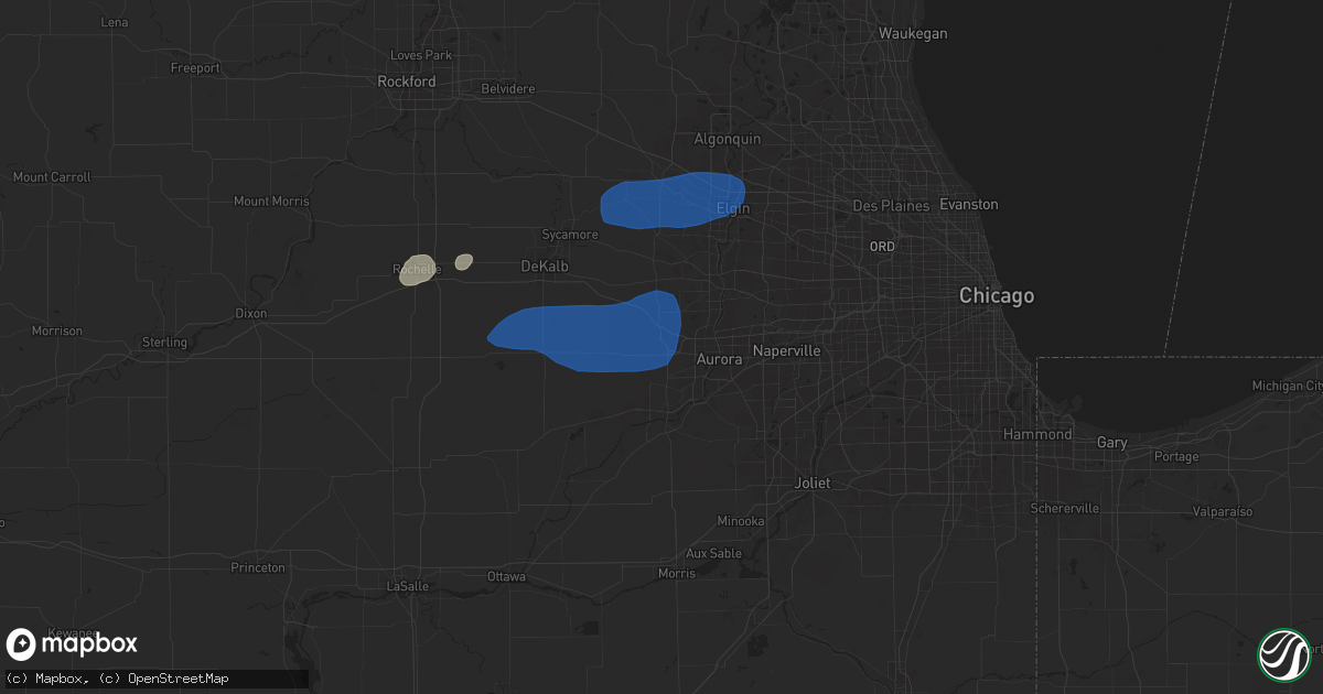 Hail map in Sugar Grove, IL on August 18, 2025