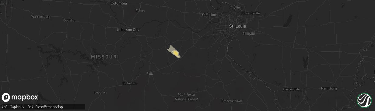Hail map in Sullivan, MO on August 18, 2025