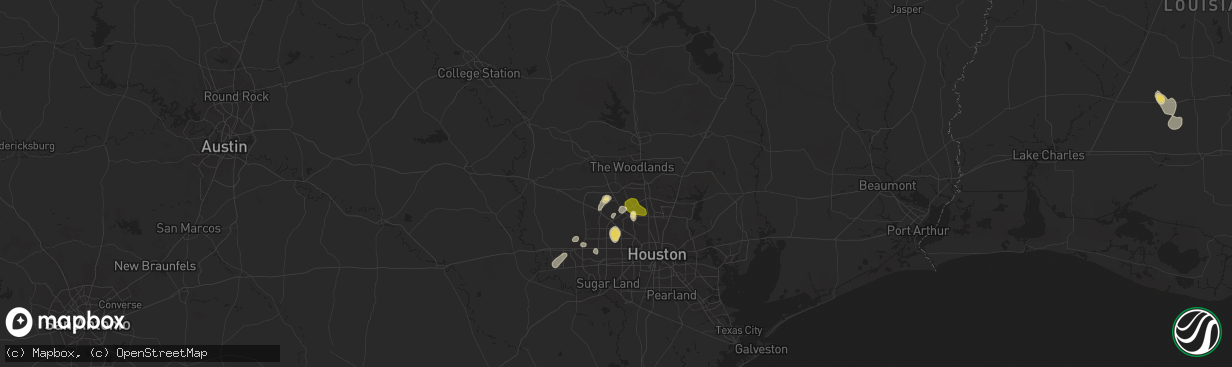Hail map in Tomball, TX on August 18, 2025