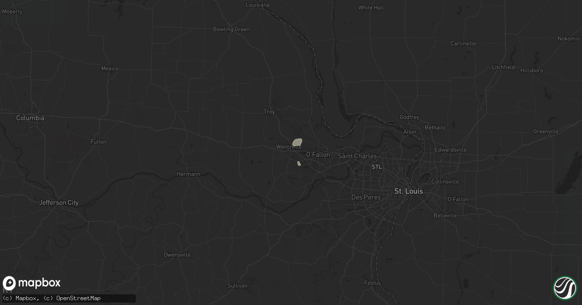 Hail map in Wentzville, MO on August 18, 2025