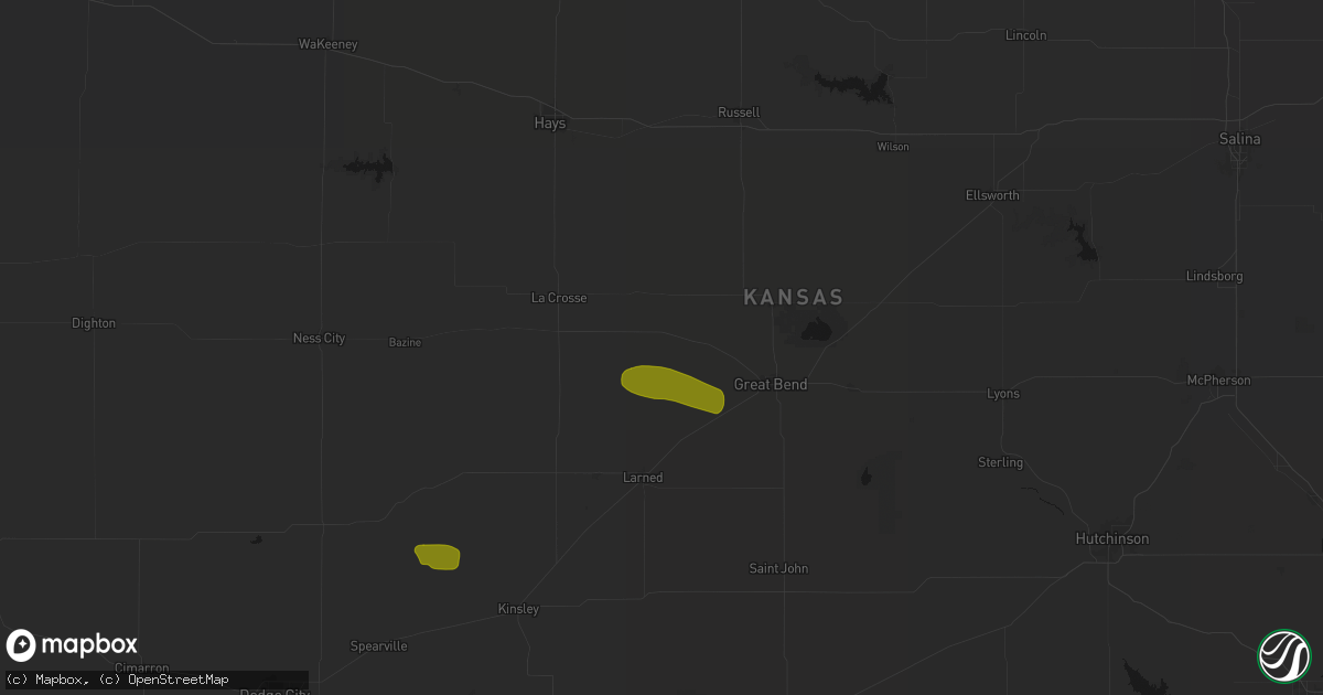 Hail map in Albert, KS on August 18, 2026