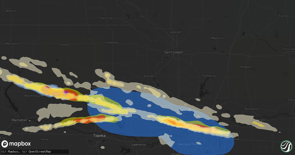 Hail map in Atchison, KS on August 18, 2026