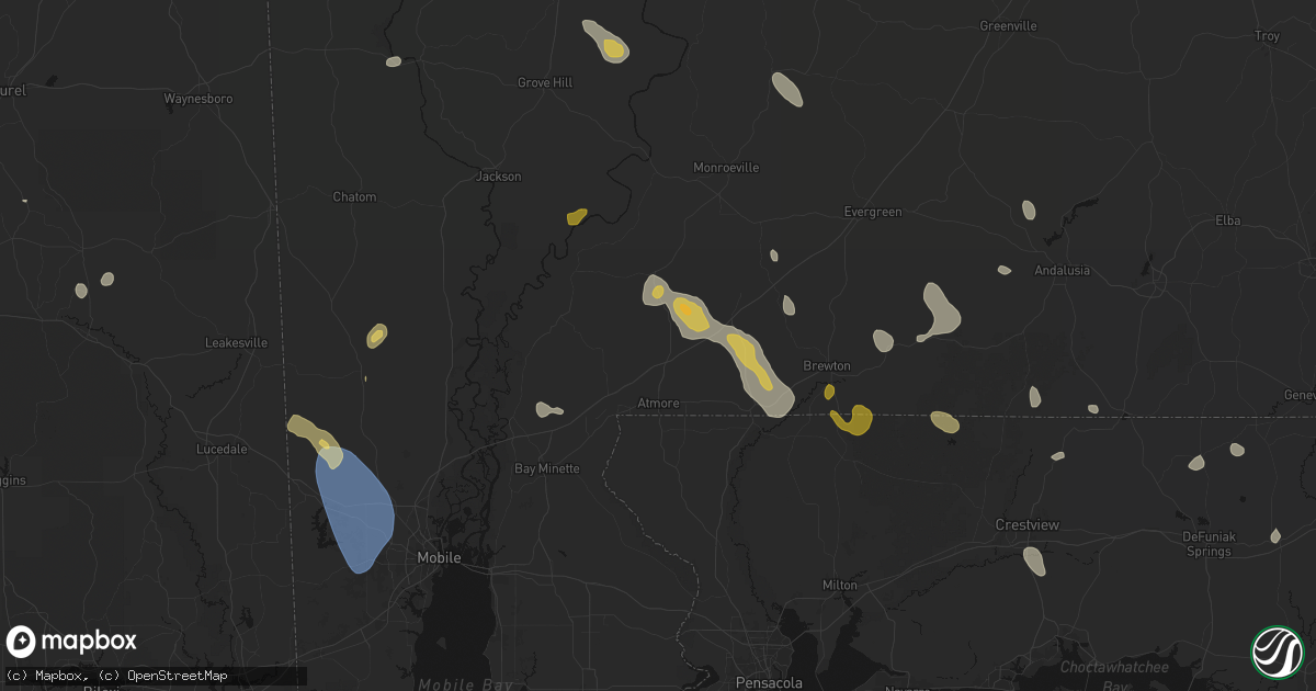 Hail map in Atmore, AL on August 18, 2026