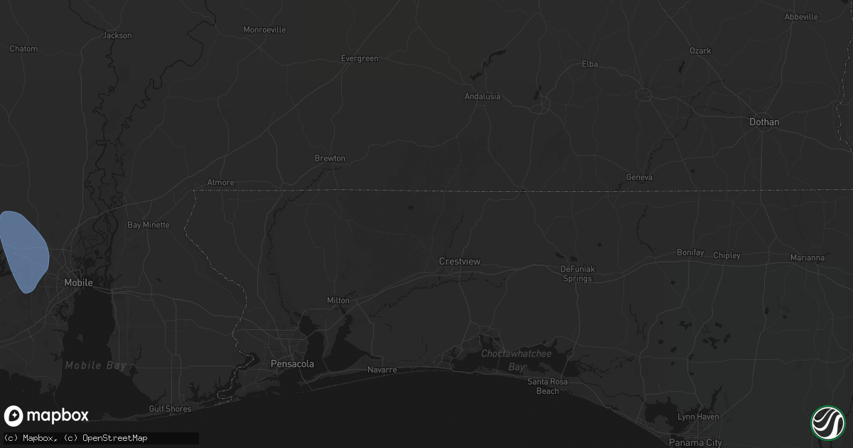 Hail map in Baker, FL on August 18, 2026