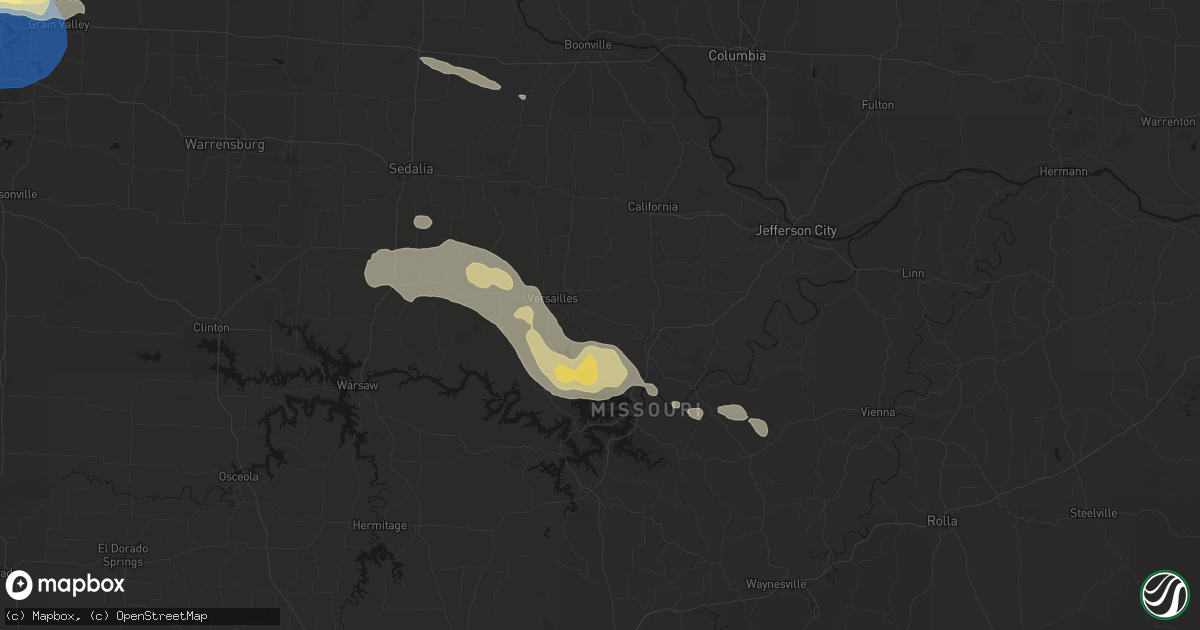 Hail map in Barnett, MO on August 18, 2026