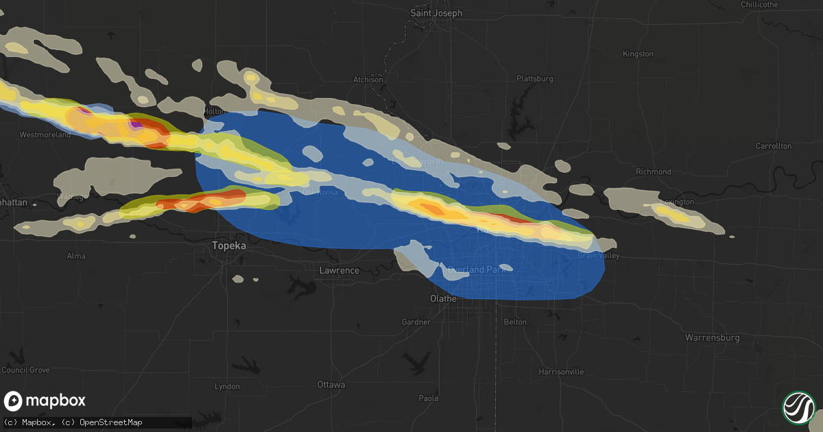 Hail map in Basehor, KS on August 18, 2026