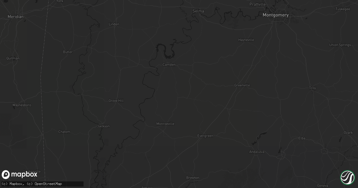 Hail map in Beatrice, AL on August 18, 2026