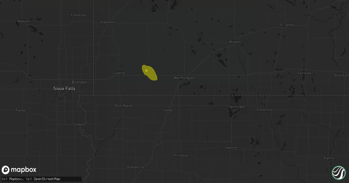 Hail map in Bigelow, MN on August 18, 2026