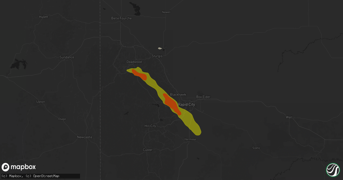 Hail map in Black Hawk, SD on August 18, 2026