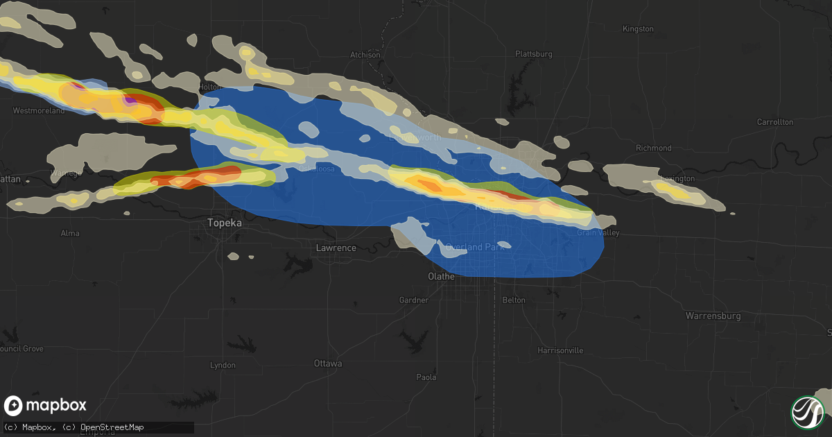 Hail map in Bonner Springs, KS on August 18, 2026