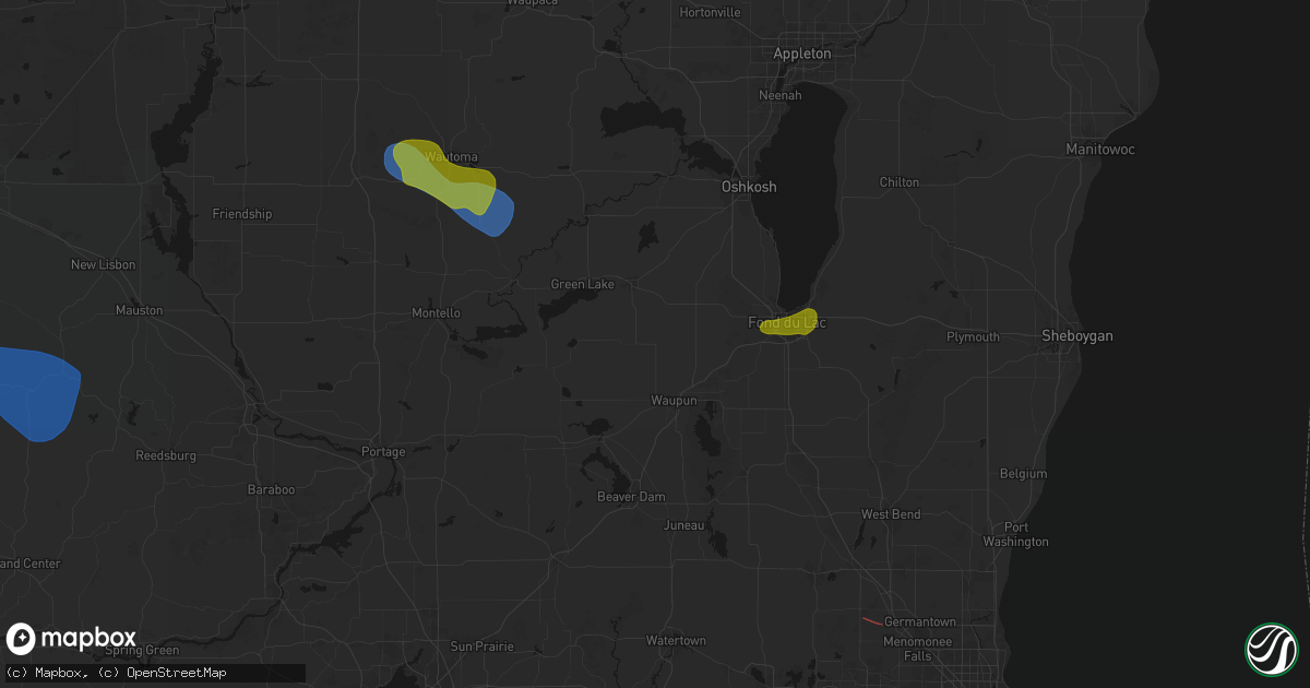 Hail map in Brandon, WI on August 18, 2026