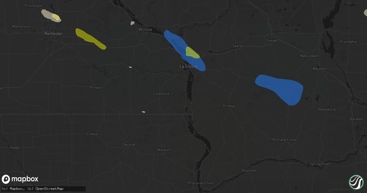 Hail map in Brownsville, MN on August 18, 2026