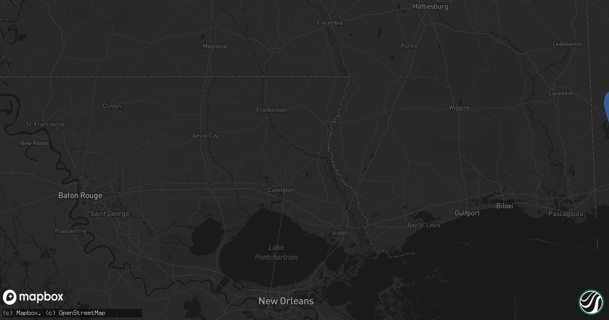 Hail map in Bush, LA on August 18, 2026