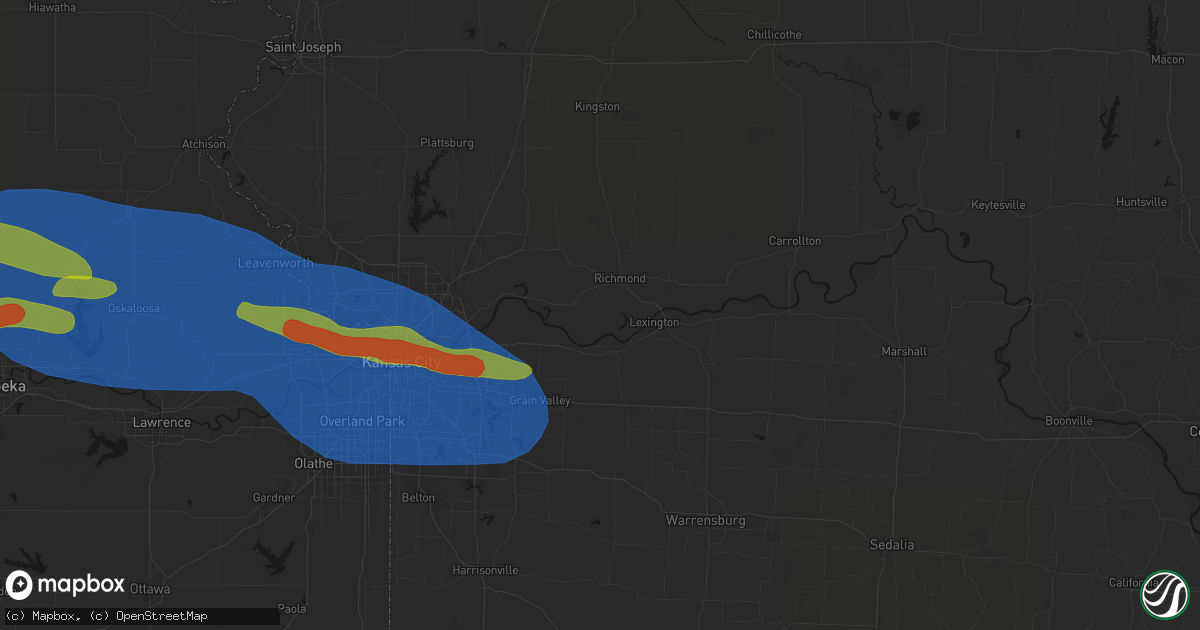 Hail map in Camden, MO on August 18, 2026