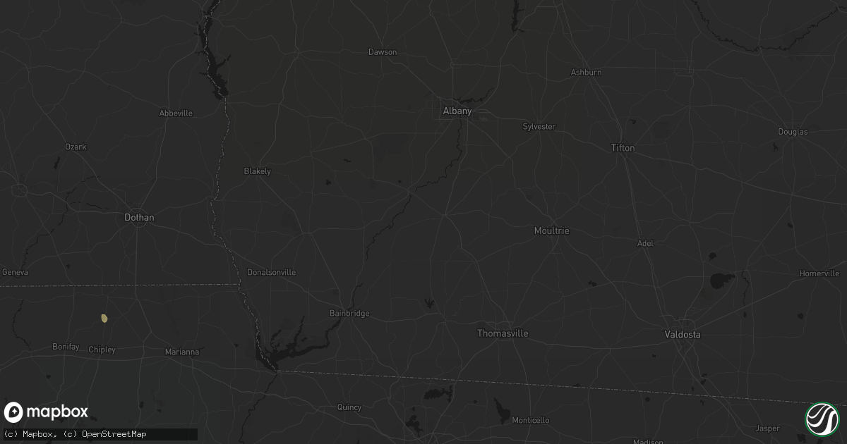 Hail map in Camilla, GA on August 18, 2026
