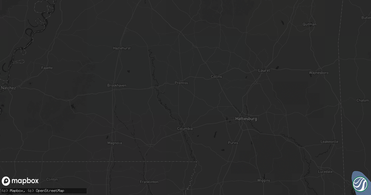 Hail map in Carson, MS on August 18, 2026