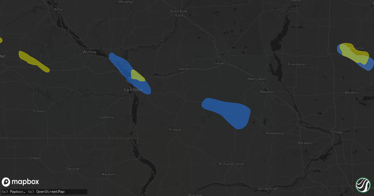 Hail map in Cashton, WI on August 18, 2026