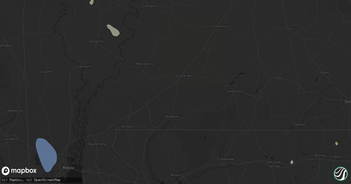 Hail map in Castleberry, AL on August 18, 2026