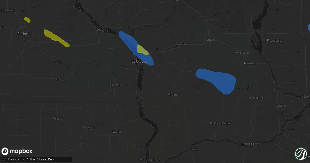 Hail map in Chaseburg, WI on August 18, 2026