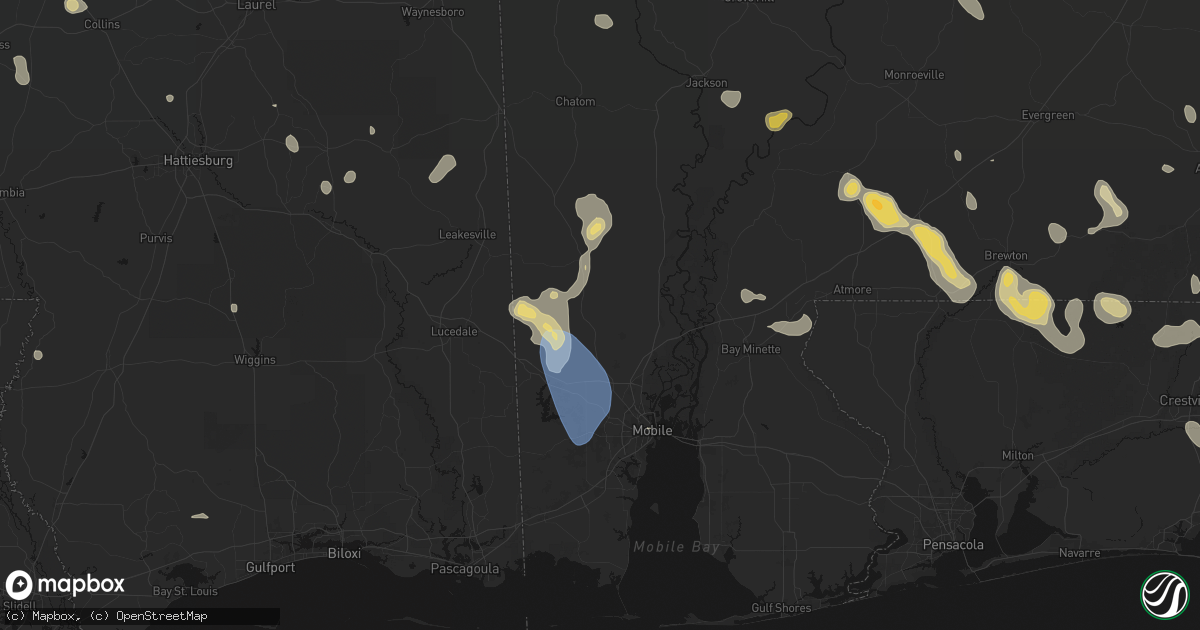 Hail map in Chunchula, AL on August 18, 2026