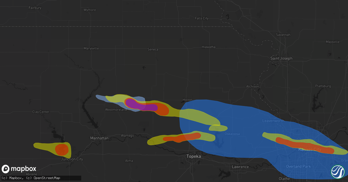 Hail map in Circleville, KS on August 18, 2026