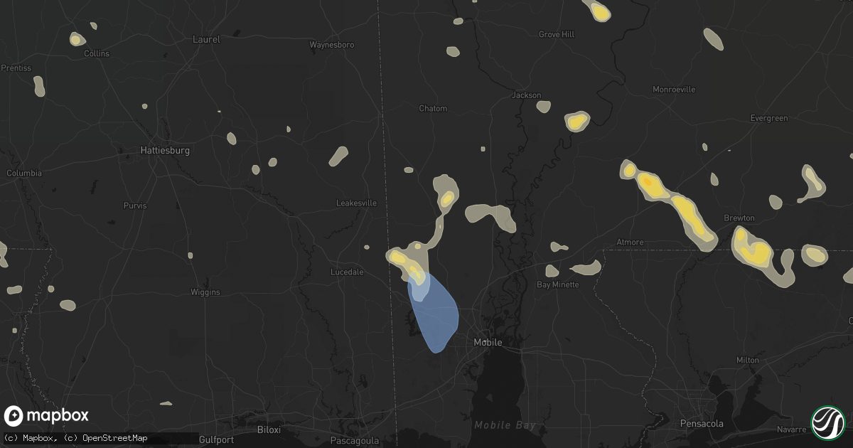 Hail map in Citronelle, AL on August 18, 2026