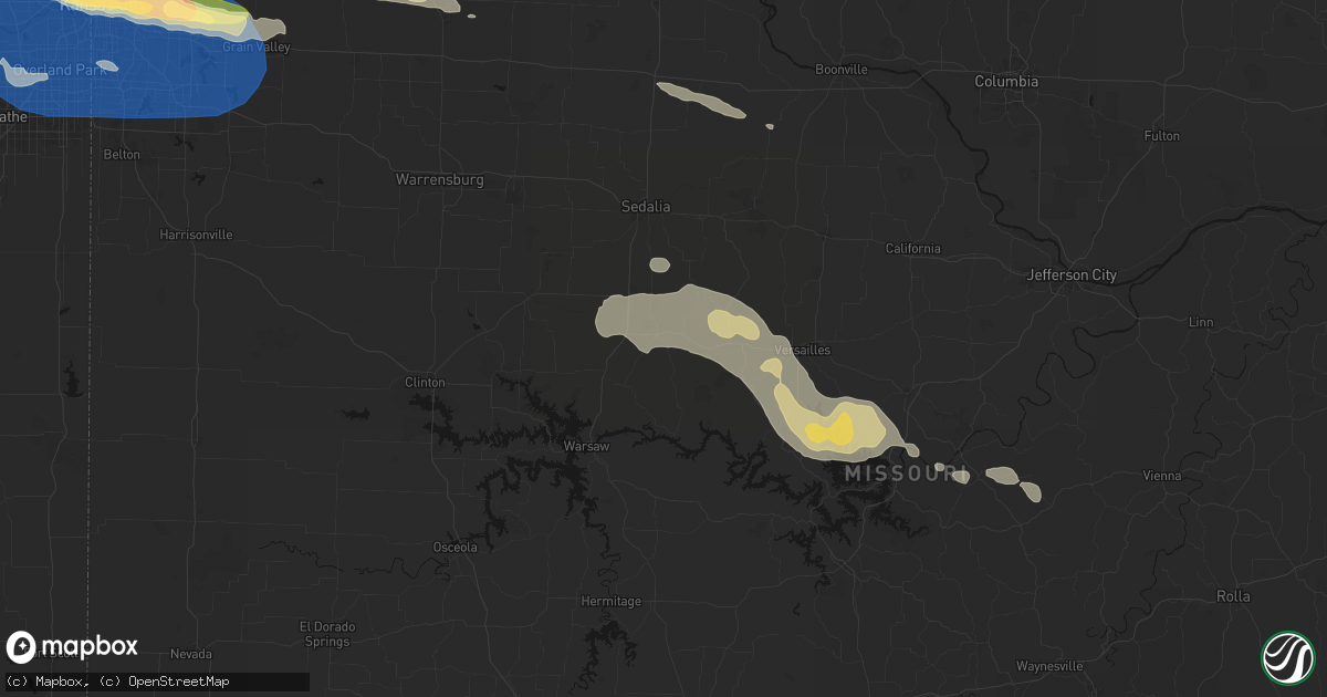 Hail map in Cole Camp, MO on August 18, 2026