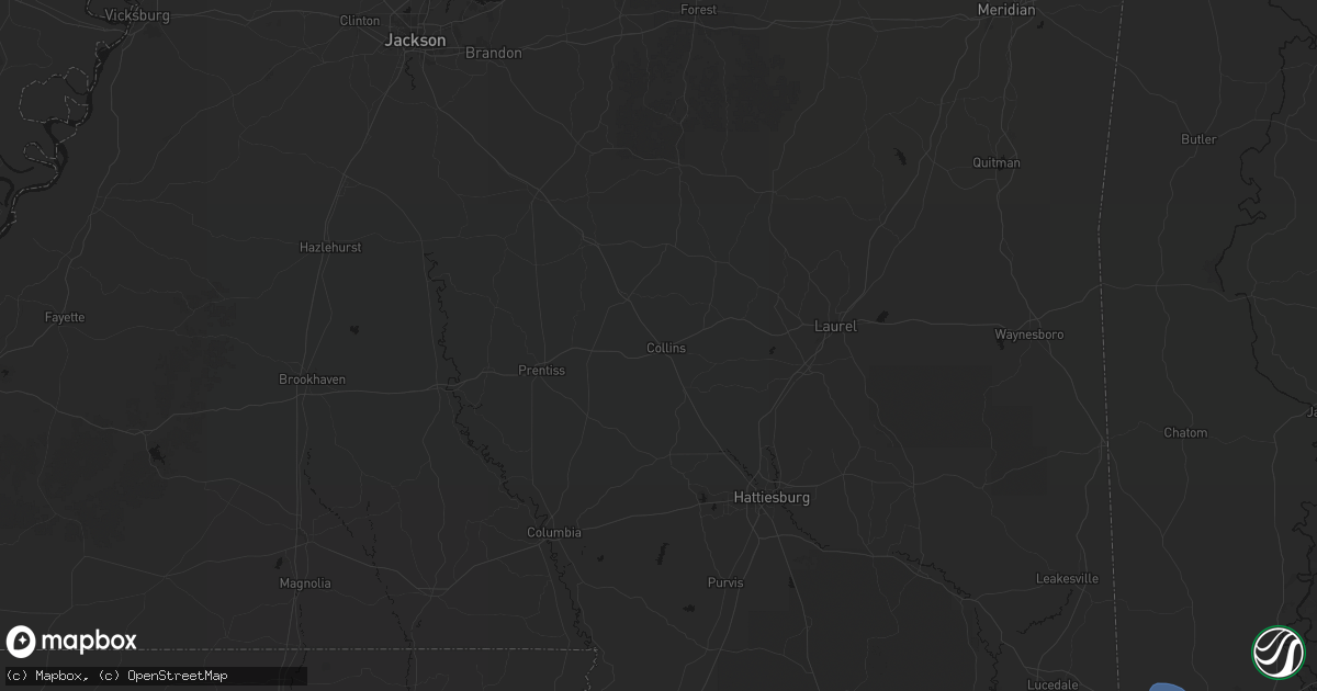 Hail map in Collins, MS on August 18, 2026