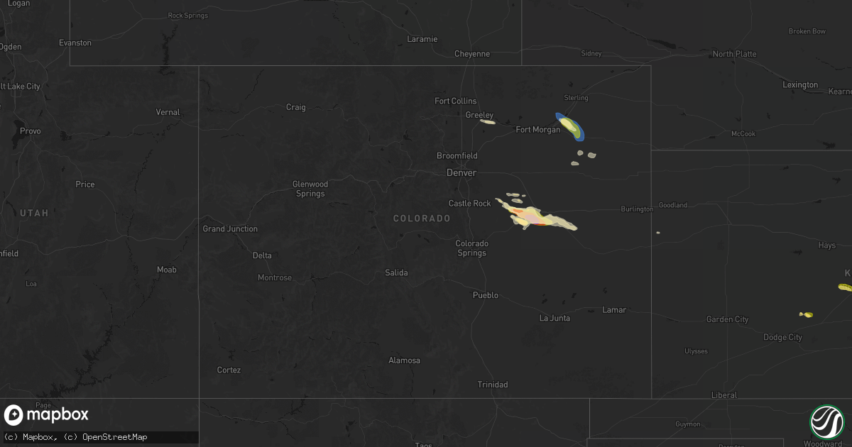 Hail map in Colorado on August 18, 2026