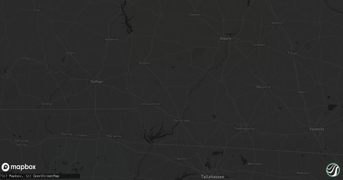 Hail map in Colquitt, GA on August 18, 2026