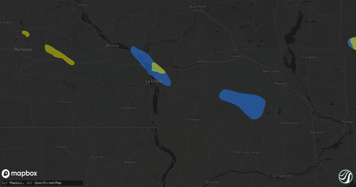 Hail map in Coon Valley, WI on August 18, 2026