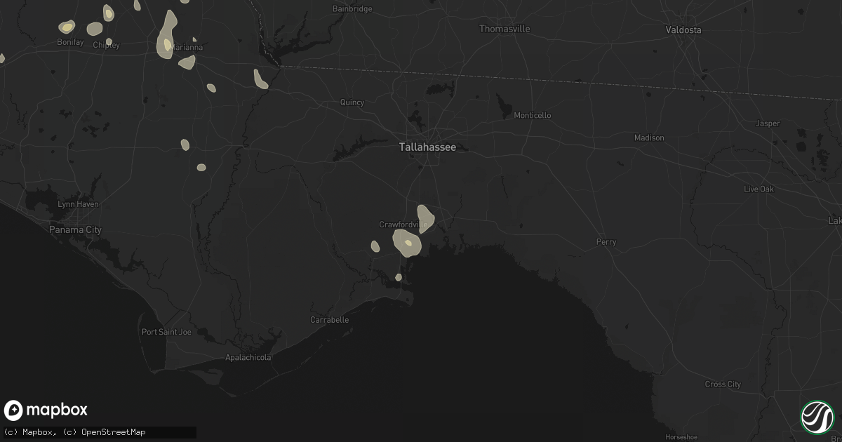 Hail map in Crawfordville, FL on August 18, 2026