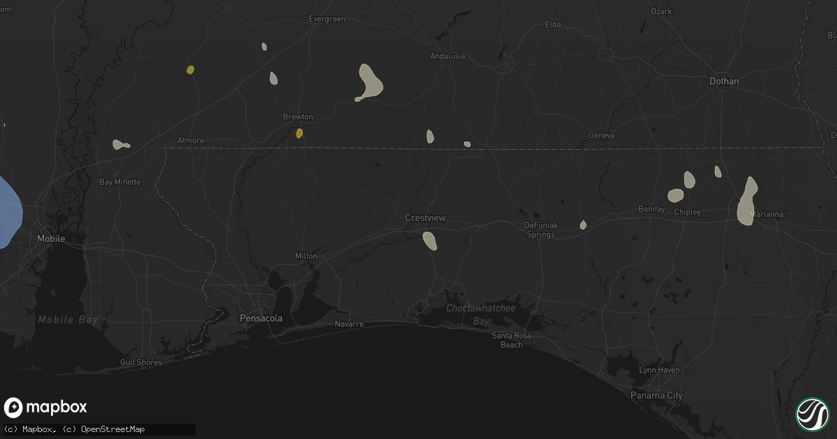 Hail map in Crestview, FL on August 18, 2026