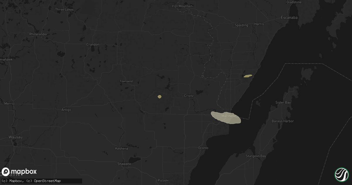 Hail map in Crivitz, WI on August 18, 2026