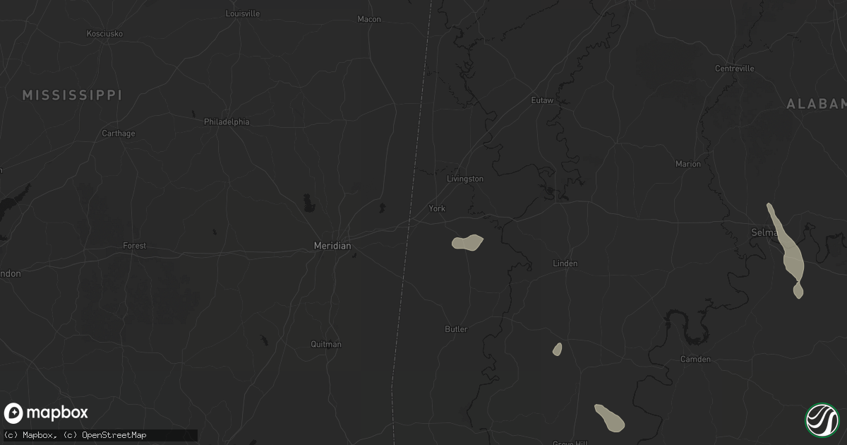 Hail map in Cuba, AL on August 18, 2026
