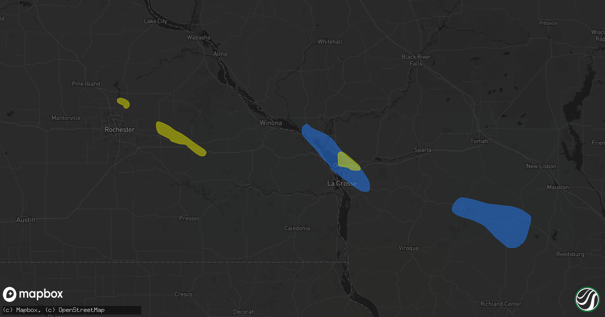 Hail map in Dakota, MN on August 18, 2026