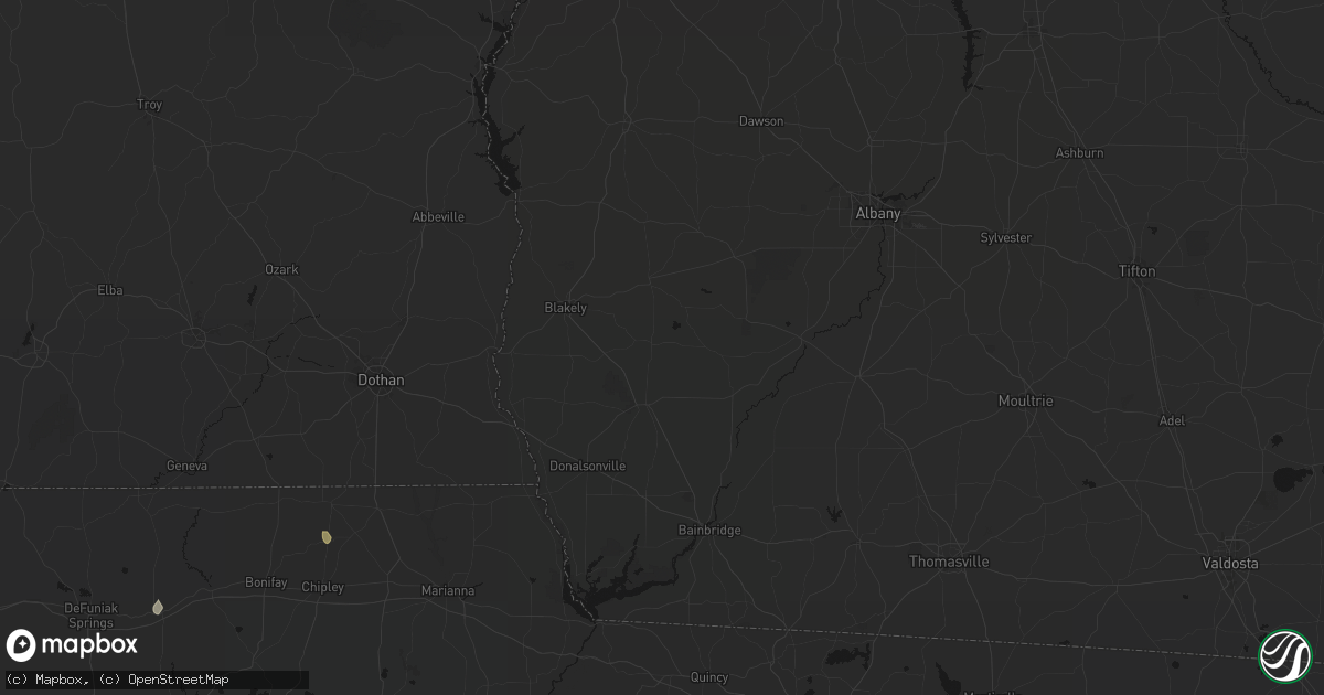 Hail map in Damascus, GA on August 18, 2026