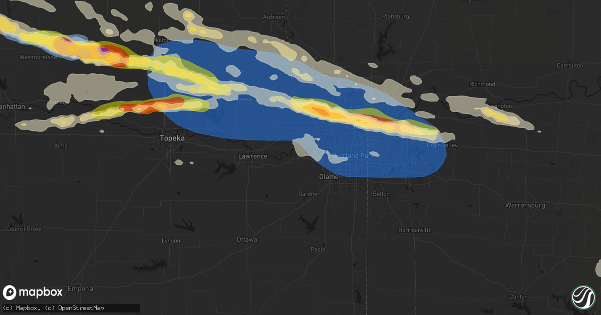 Hail map in De Soto, KS on August 18, 2026