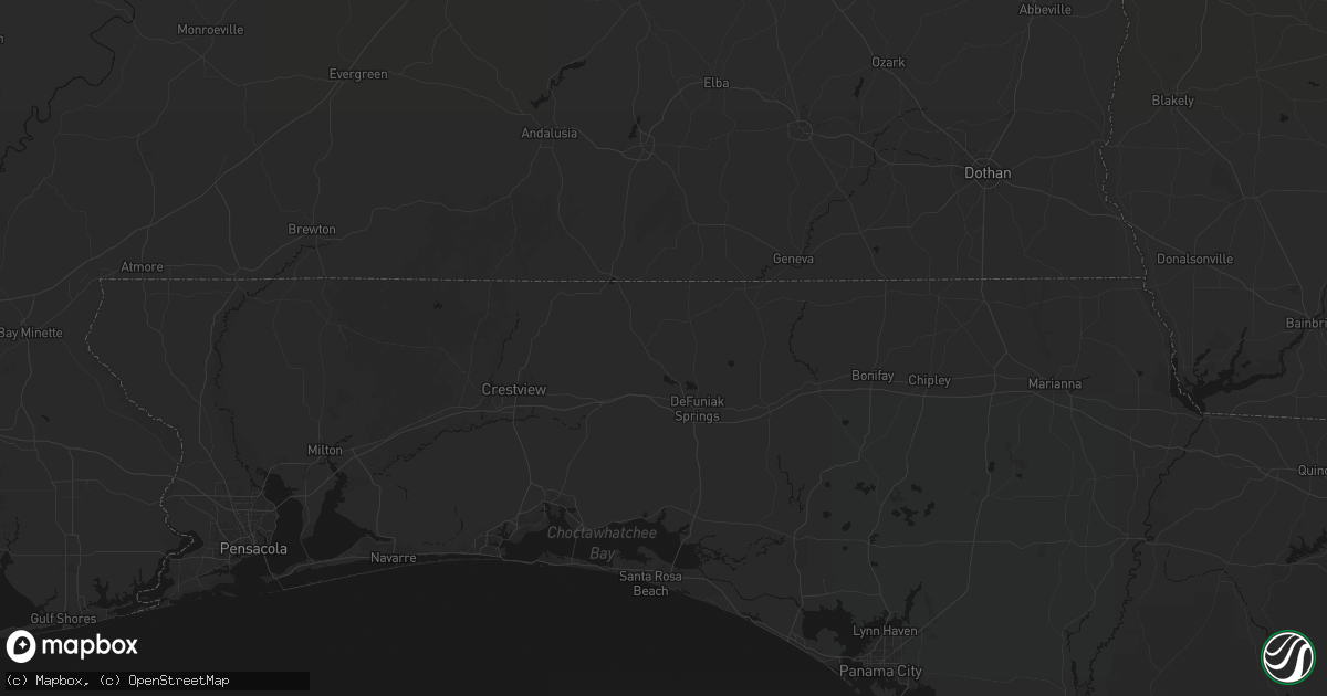 Hail map in Defuniak Springs, FL on August 18, 2026