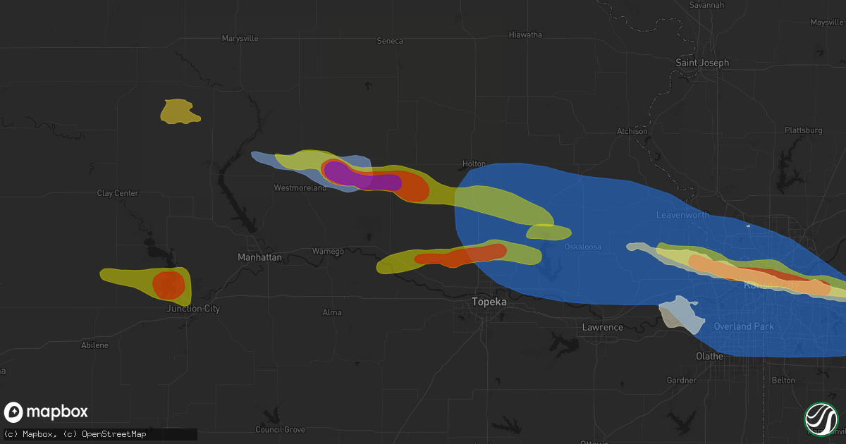 Hail map in Delia, KS on August 18, 2026