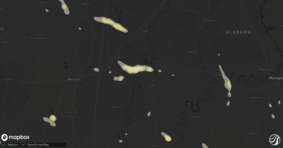 Hail map in Demopolis, AL on August 18, 2026