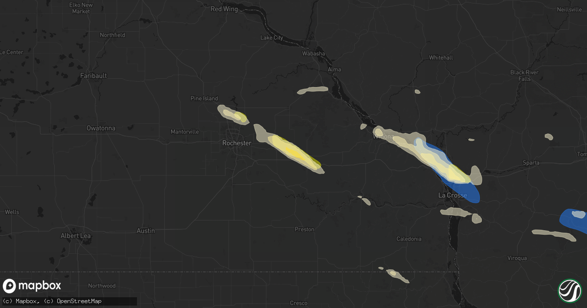 Hail map in Dover, MN on August 18, 2026
