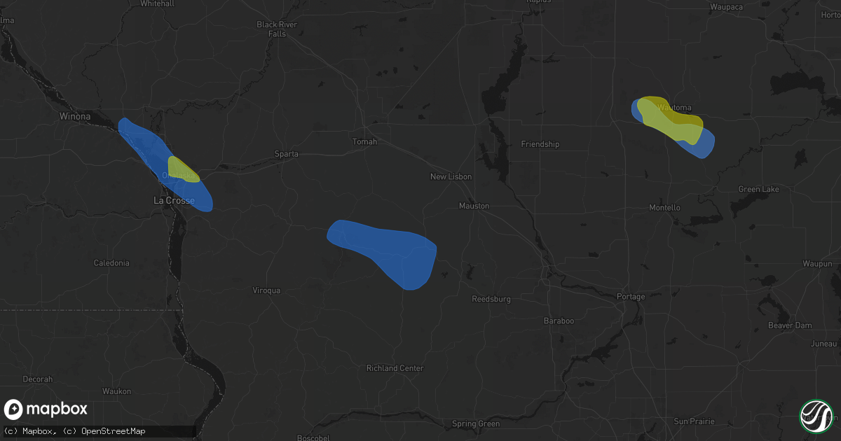 Hail map in Elroy, WI on August 18, 2026
