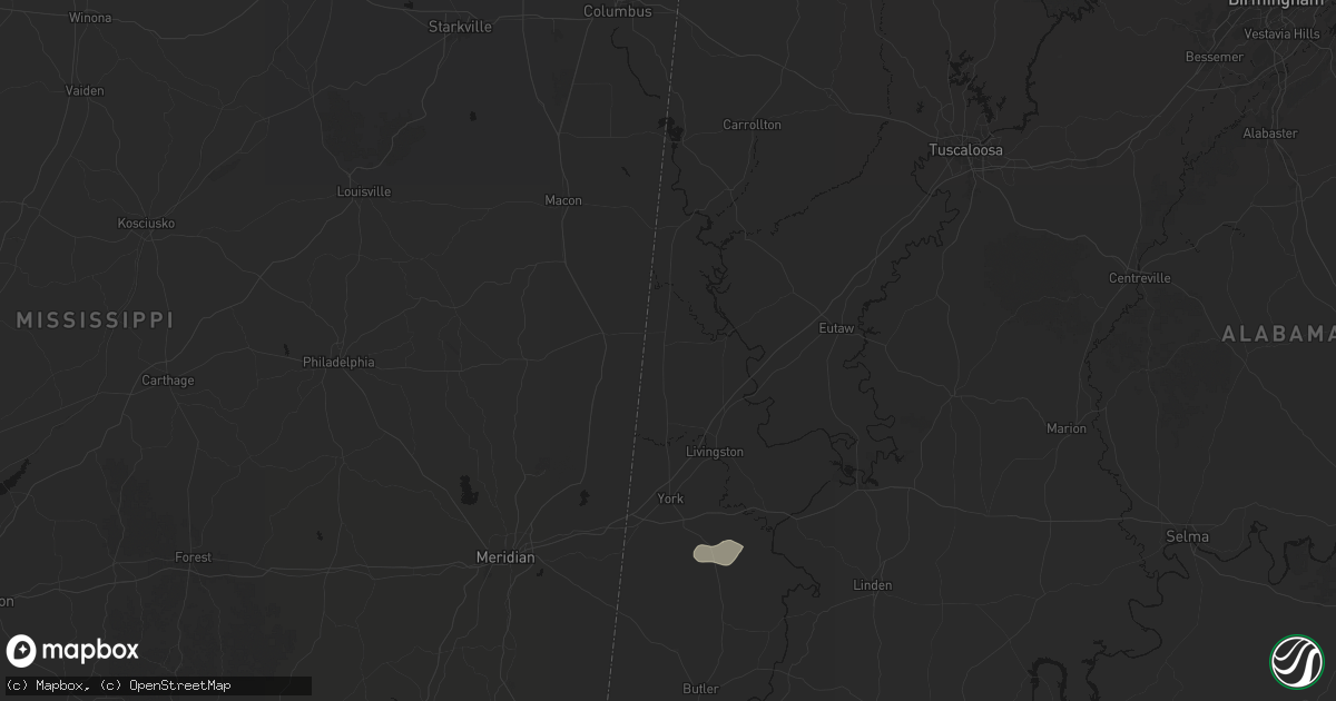 Hail map in Emelle, AL on August 18, 2026