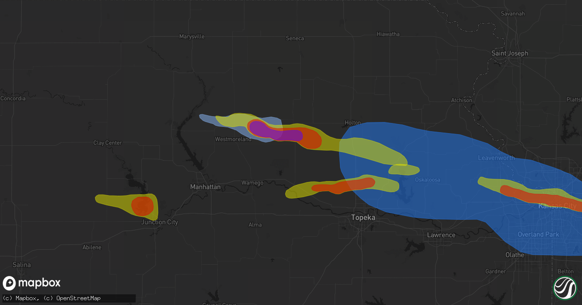 Hail map in Emmett, KS on August 18, 2026